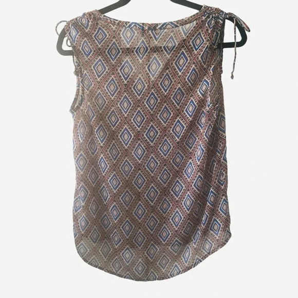 Lucky Brand Sheer Geometric Top Size Small Boho Print - Picture 2 of 6